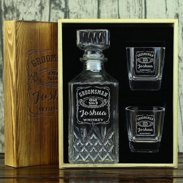 Groomsmen Gift idea, Customized Whiskey Decanter Set - GiftCustomization