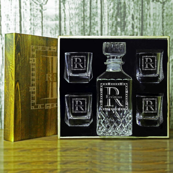 Groomsmen Gift,  Customized Whiskey Decanter & Whiskey Decanter Set - GiftCustomization