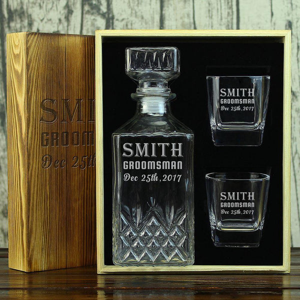 Personalized Decanter Set, Cool Groomsmen Gift - GiftCustomization