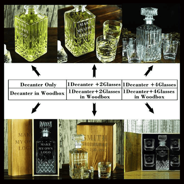 Groomsmen Gift,  Customized Whiskey Decanter & Whiskey Decanter Set - GiftCustomization